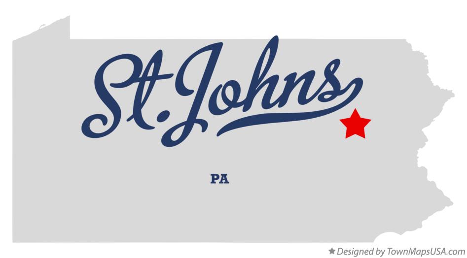 Map of St.Johns Pennsylvania PA