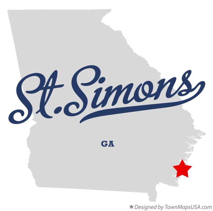Map of St.Simons Georgia GA