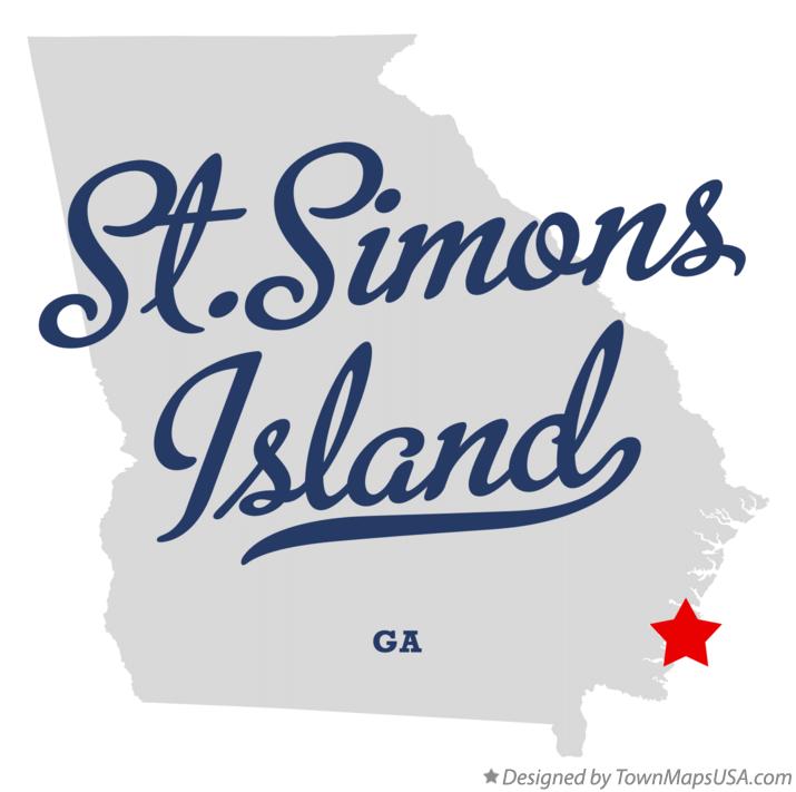 Map of St.Simons Island Georgia GA