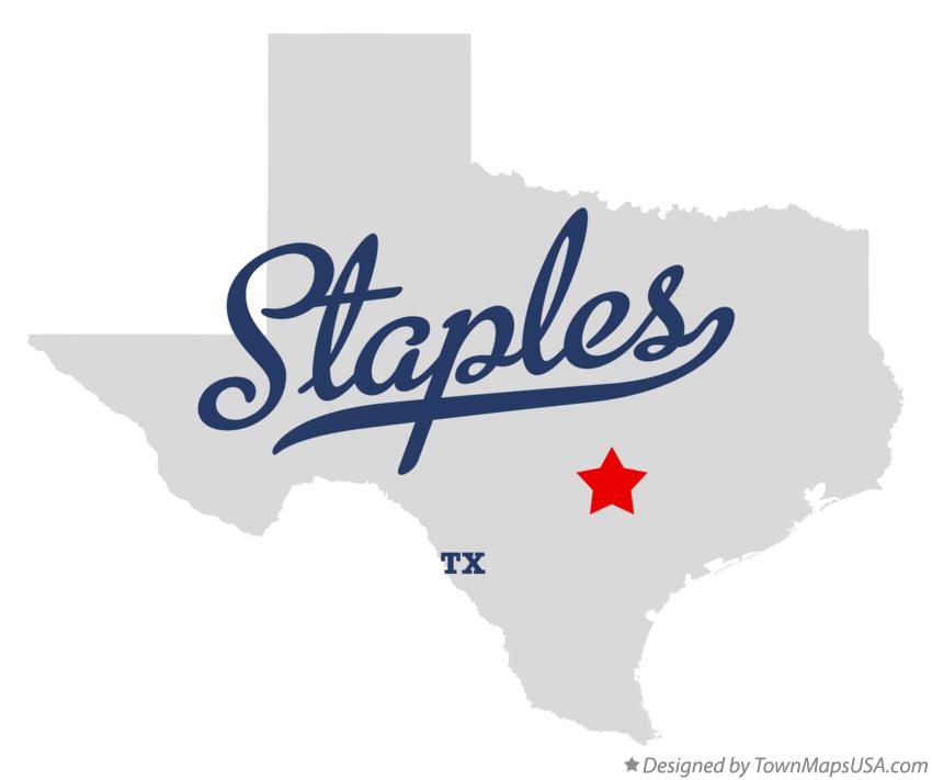 Map of Staples Texas TX