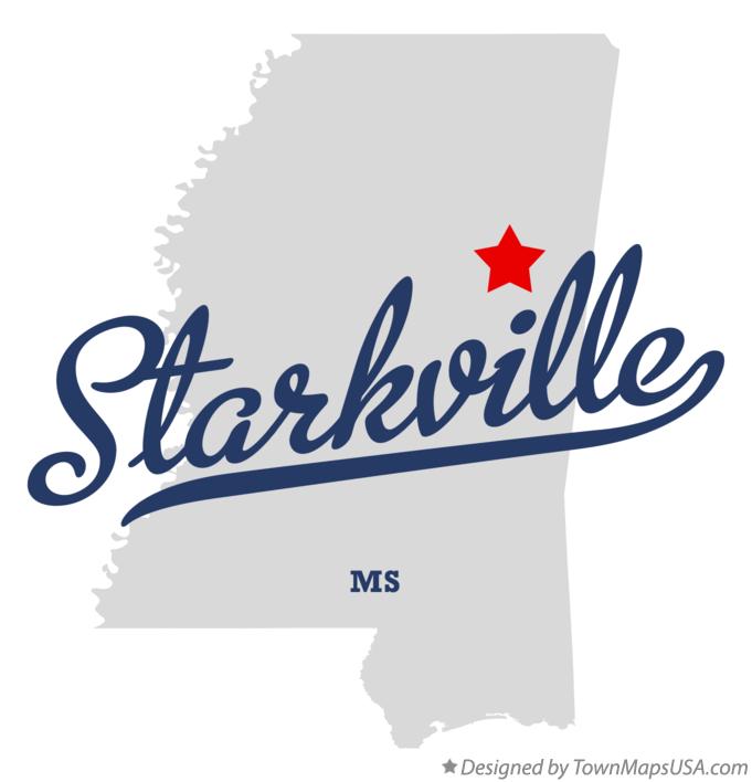 Map of Starkville Mississippi MS