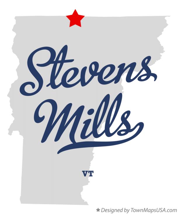 Map of Stevens Mills Vermont VT