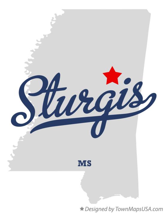 Map of Sturgis Mississippi MS