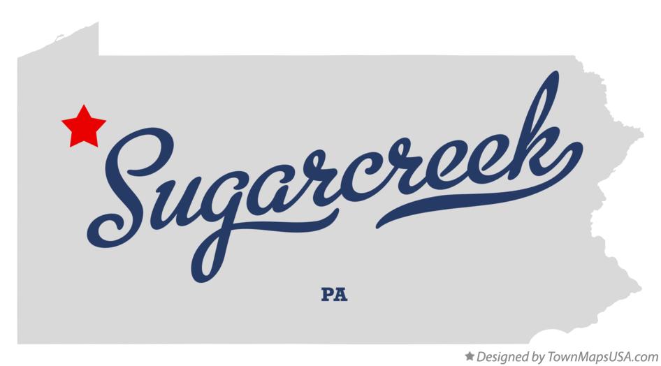 Map of Sugarcreek Pennsylvania PA