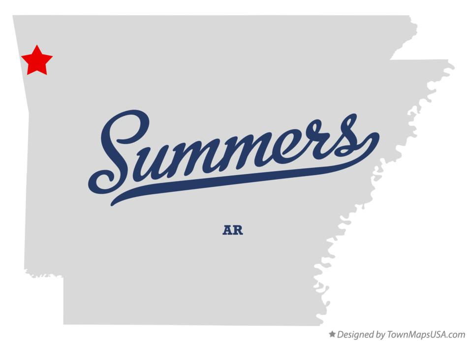 Map of Summers Arkansas AR