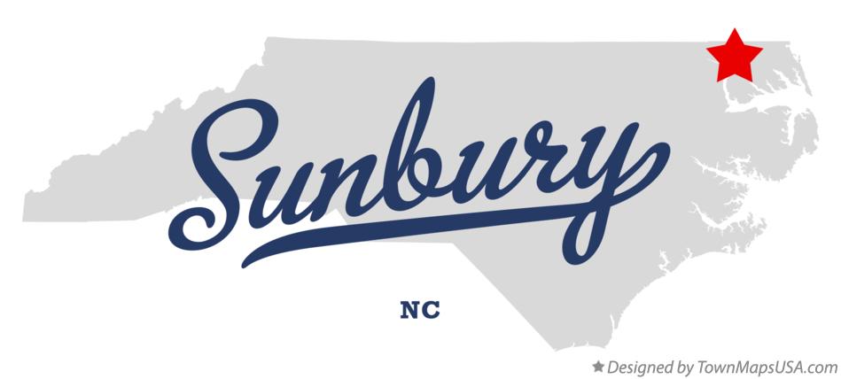Map of Sunbury North Carolina NC