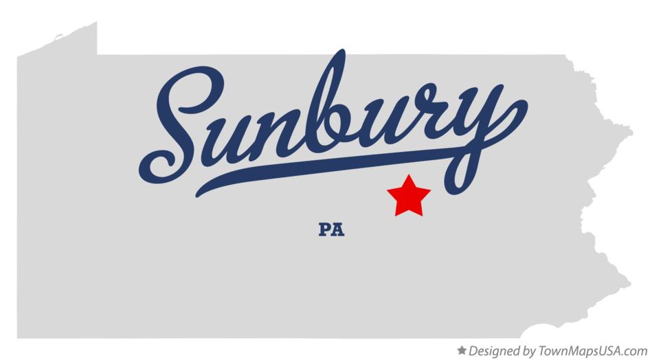 Map of Sunbury Pennsylvania PA