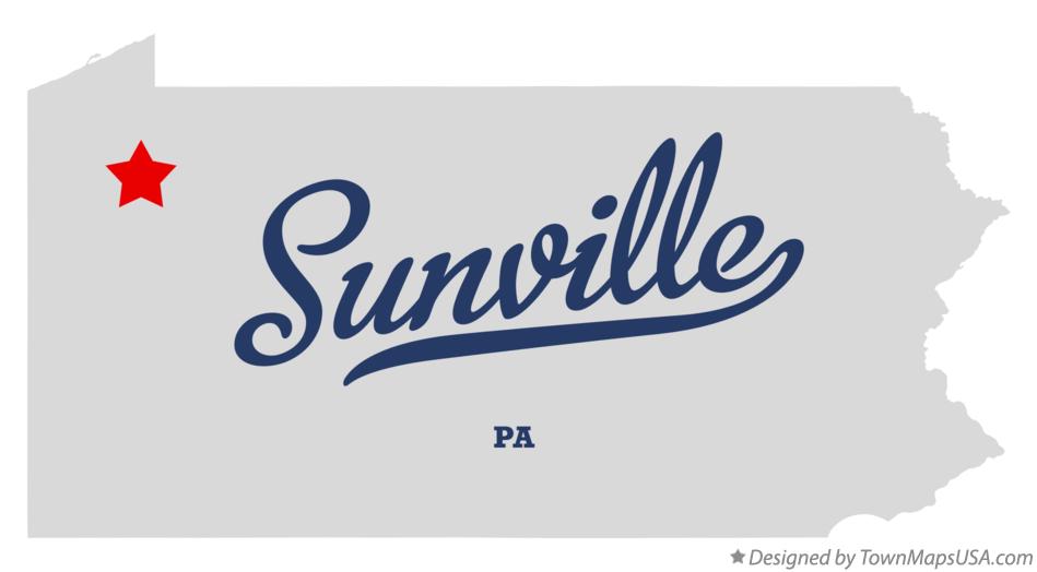 Map of Sunville Pennsylvania PA