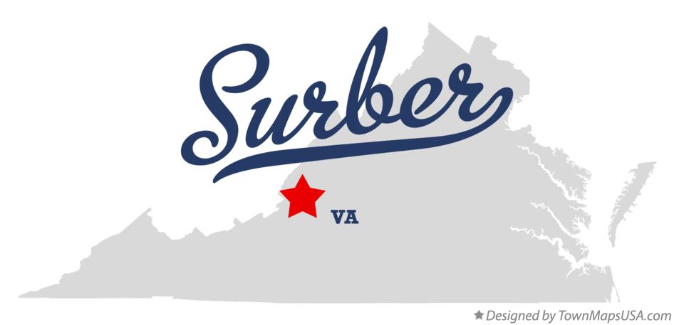 Map of Surber Virginia VA