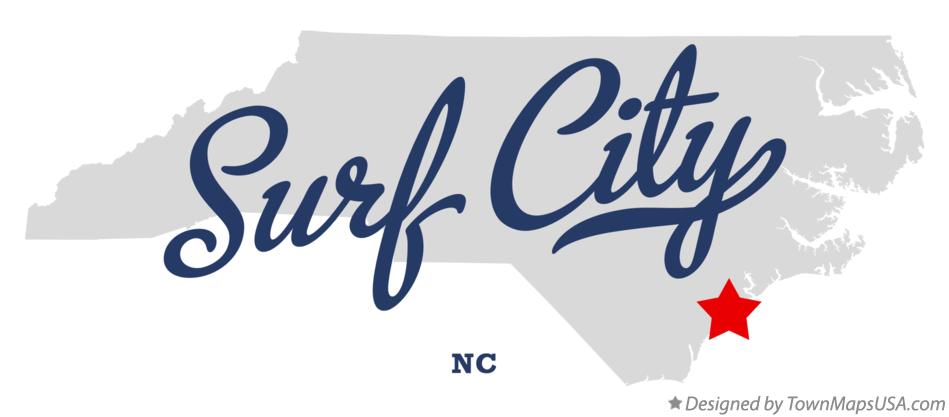 Map of Surf City North Carolina NC