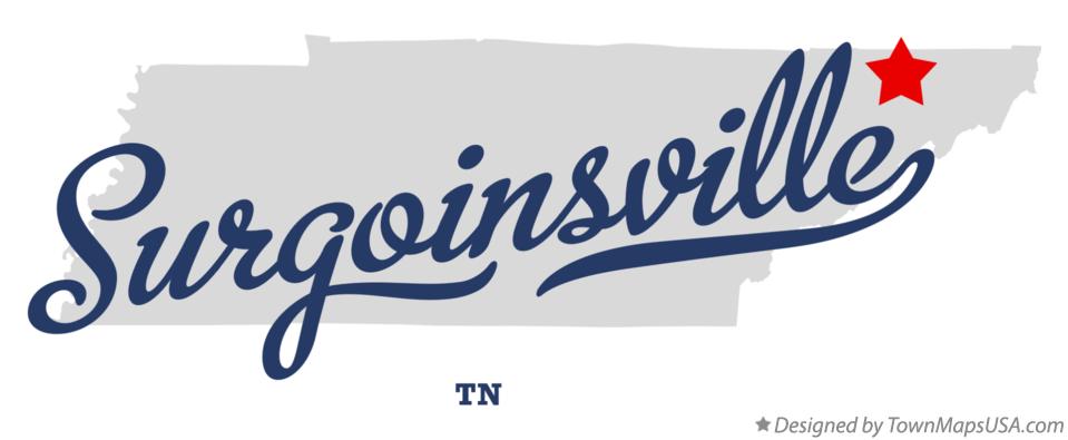 Map of Surgoinsville Tennessee TN