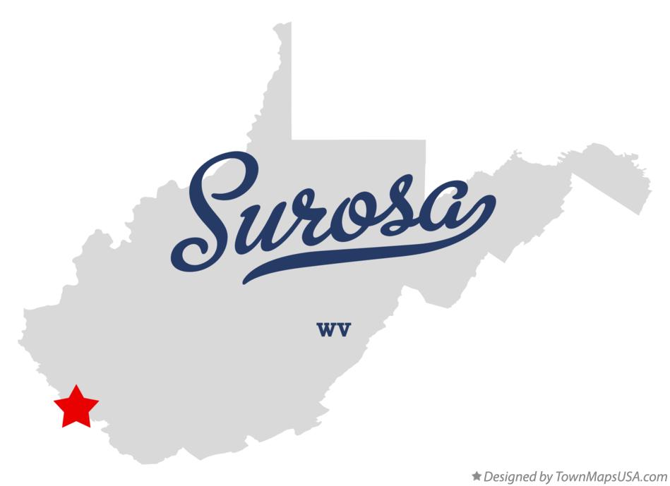 Map of Surosa West Virginia WV