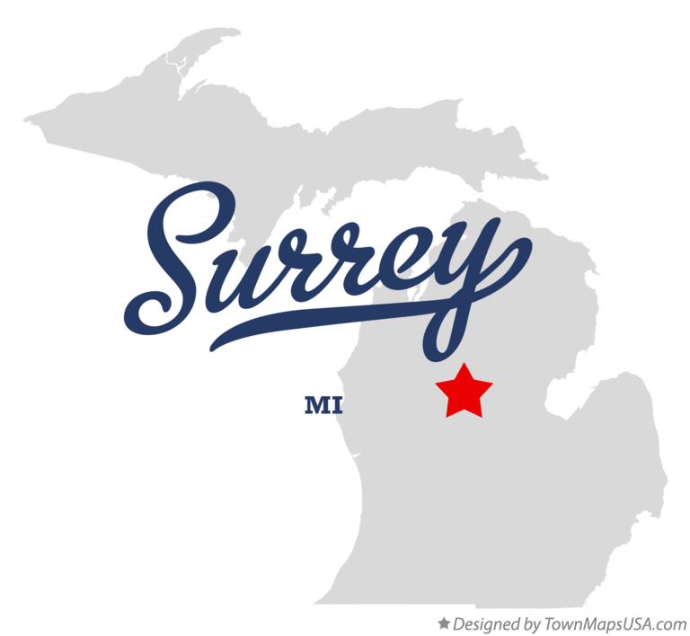 Map of Surrey Michigan MI