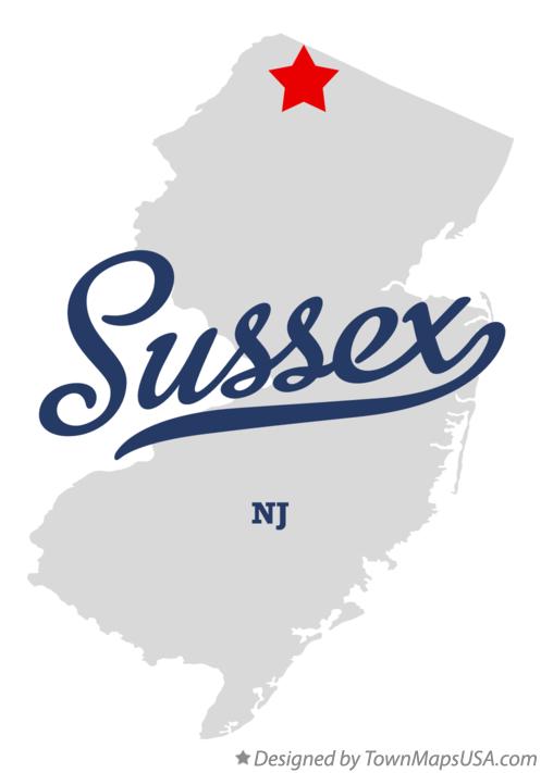 Map of Sussex New Jersey NJ
