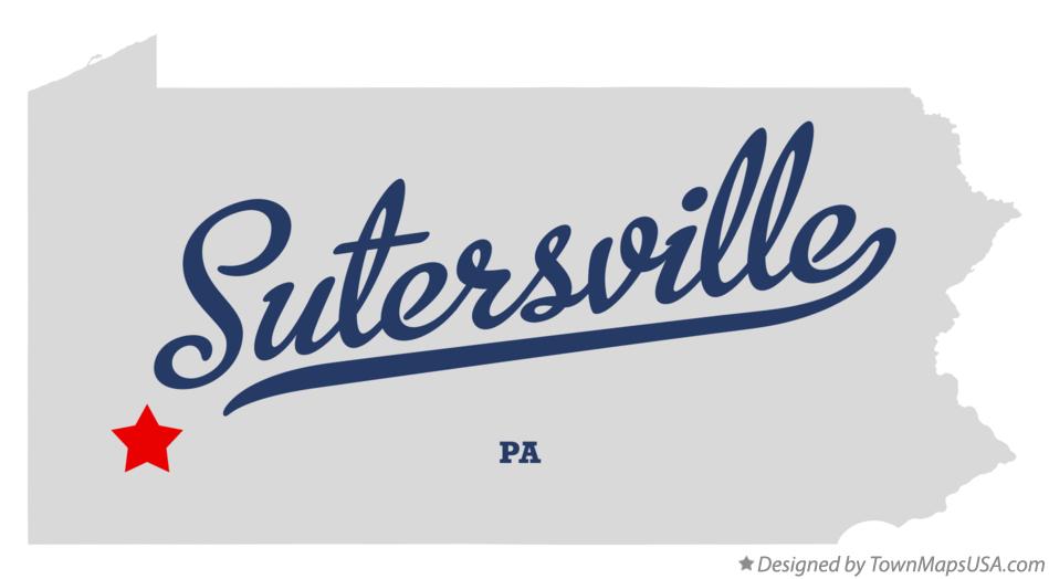Map of Sutersville Pennsylvania PA
