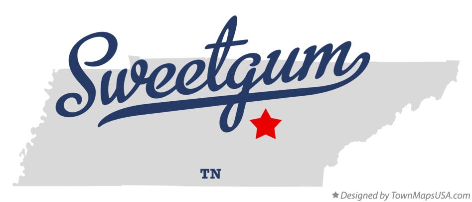 Map of Sweetgum Tennessee TN
