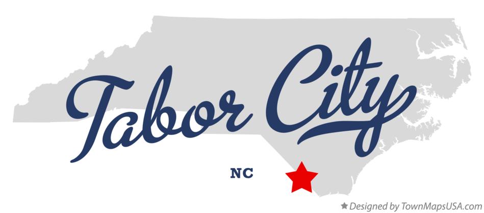Map of Tabor City North Carolina NC