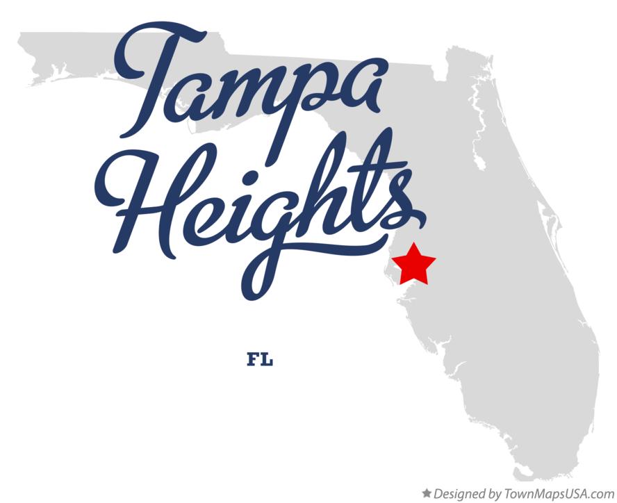 Map of Tampa Heights Florida FL