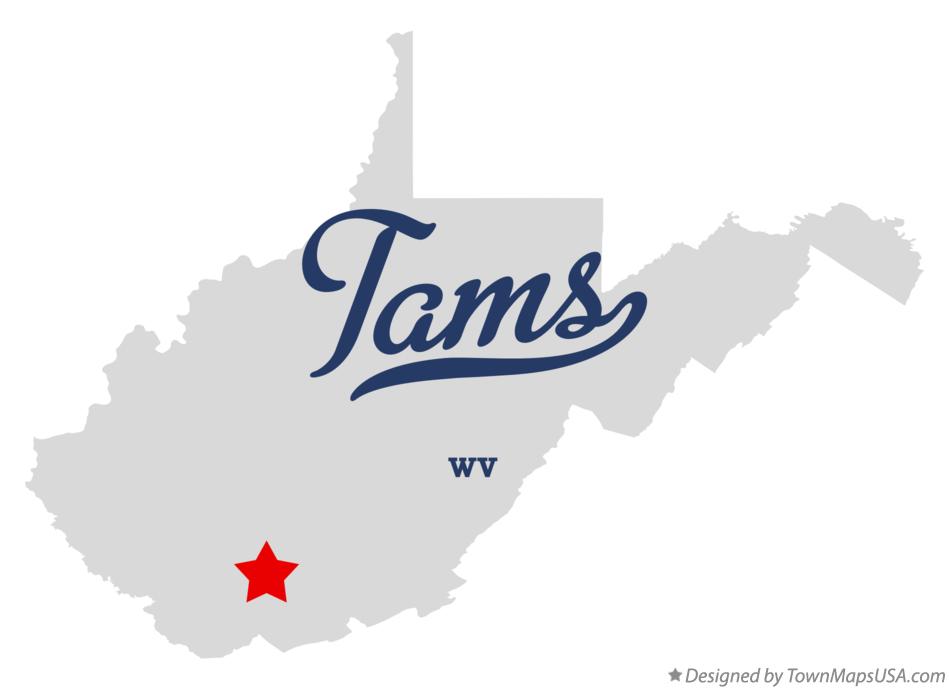 Map of Tams West Virginia WV