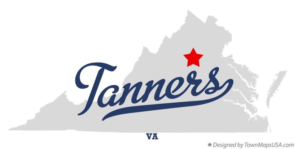Map of Tanners Virginia VA