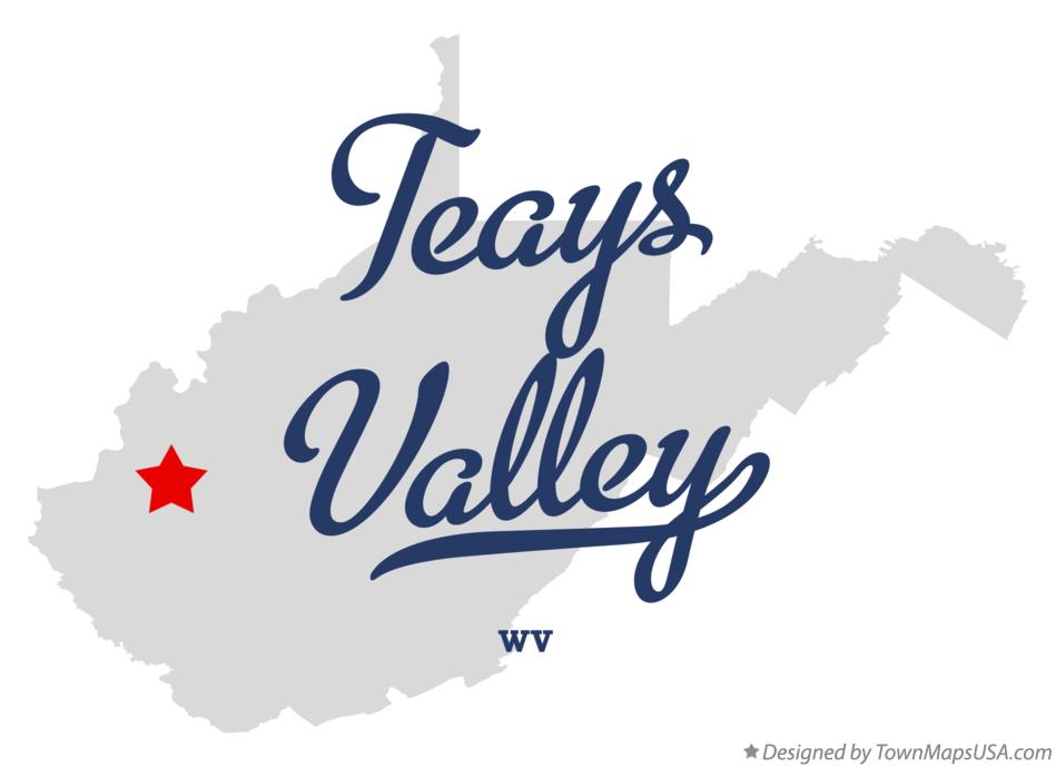 Map of Teays Valley West Virginia WV