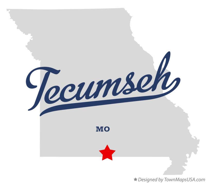 Map of Tecumseh Missouri MO