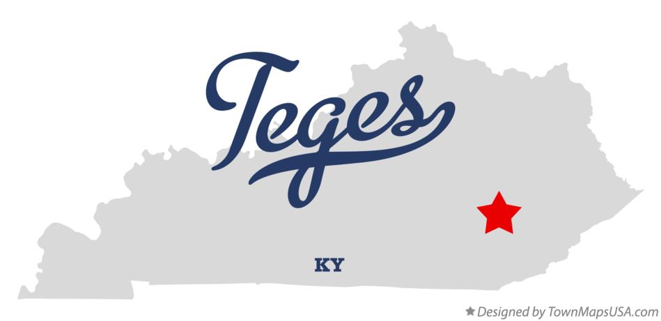 Map of Teges Kentucky KY
