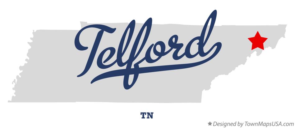 Map of Telford Tennessee TN