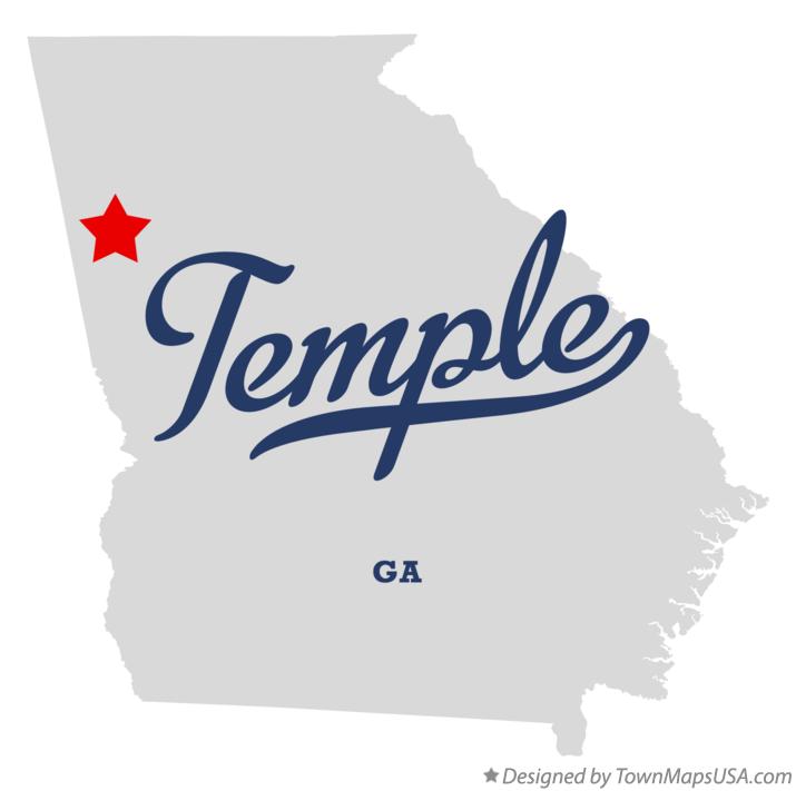 Map of Temple Georgia GA