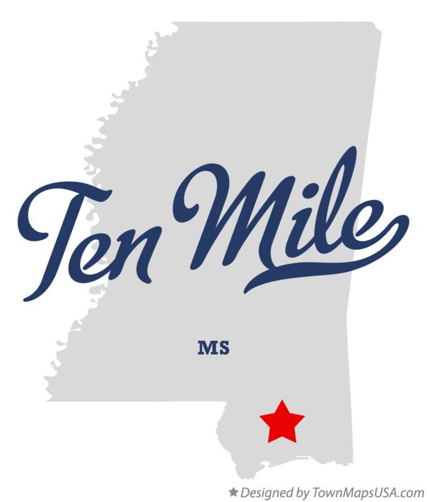 Map of Ten Mile Mississippi MS