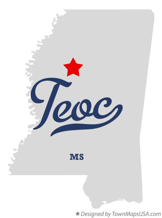 Map of Teoc Mississippi MS