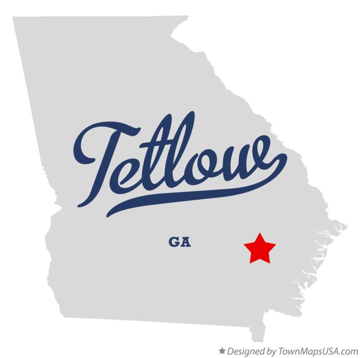 Map of Tetlow Georgia GA