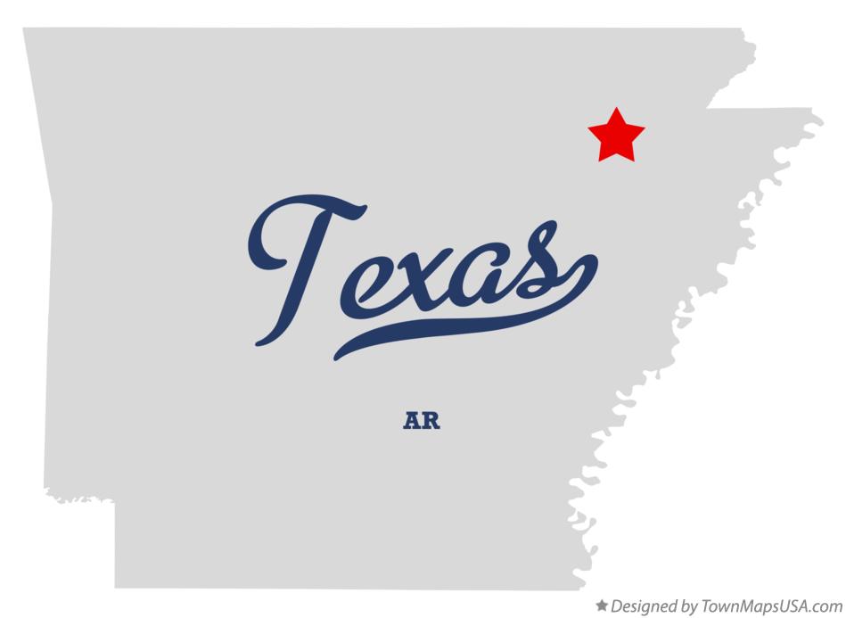 Map of Texas Arkansas AR