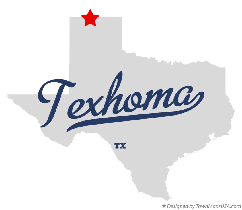 Map of Texhoma Texas TX