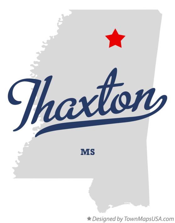 Map of Thaxton Mississippi MS