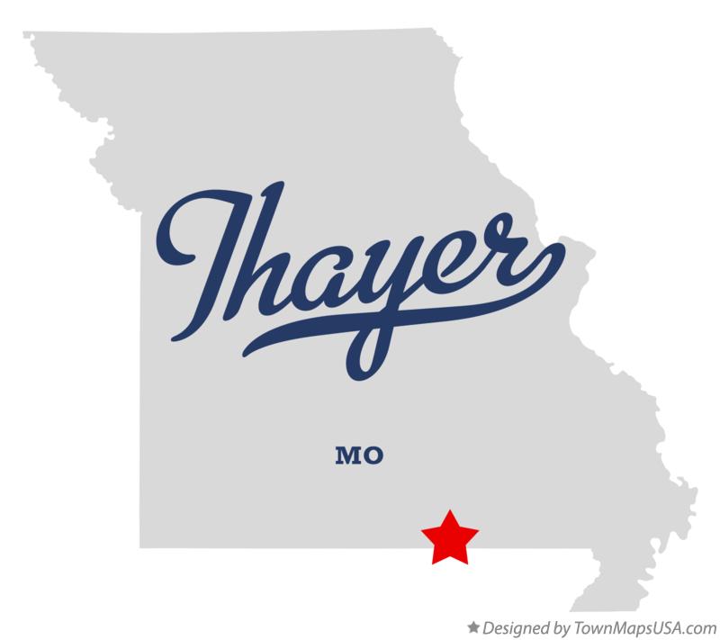 Map of Thayer Missouri MO