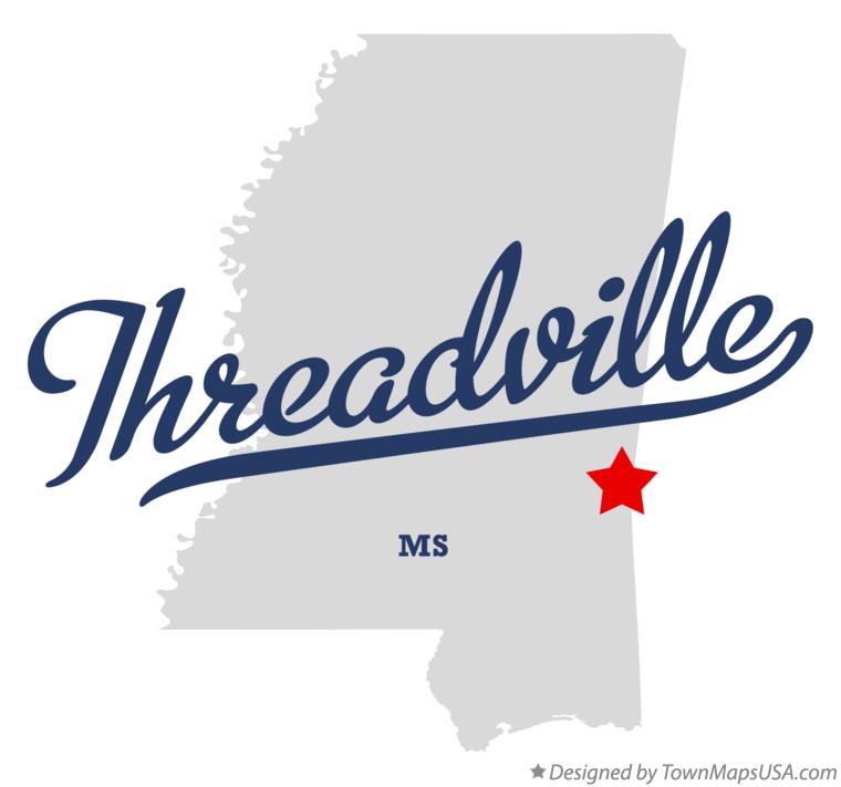 Map of Threadville Mississippi MS