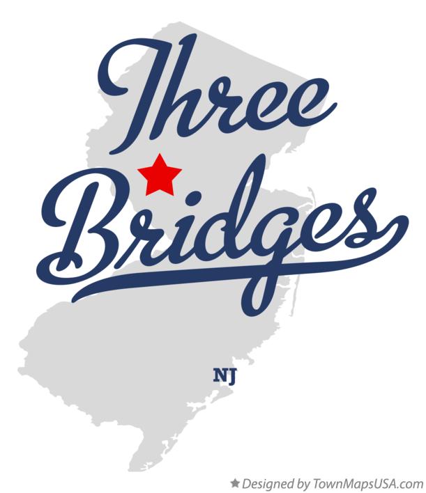 Map of Three Bridges New Jersey NJ