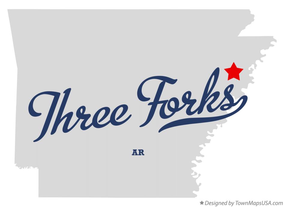Map of Three Forks Arkansas AR
