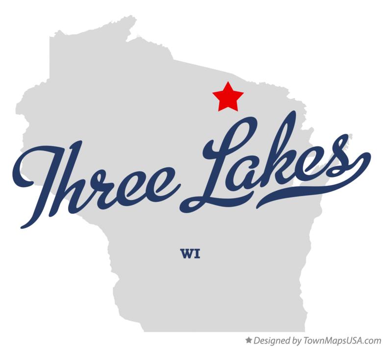 Map of Three Lakes Wisconsin WI