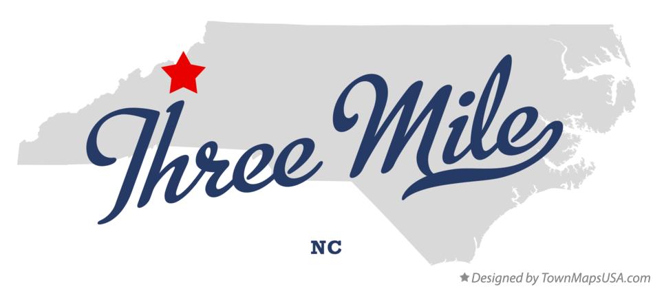 Map of Three Mile North Carolina NC