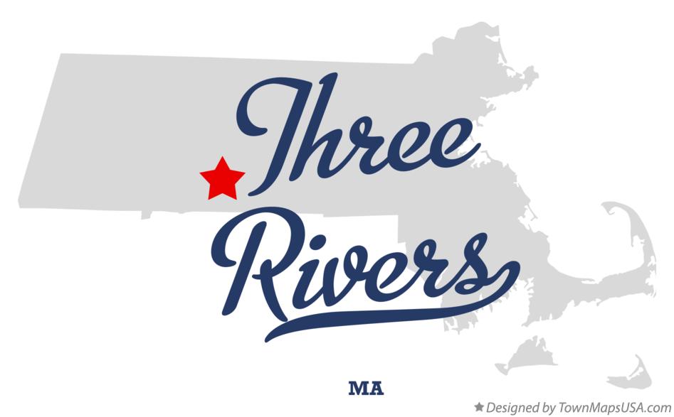 Map of Three Rivers Massachusetts MA