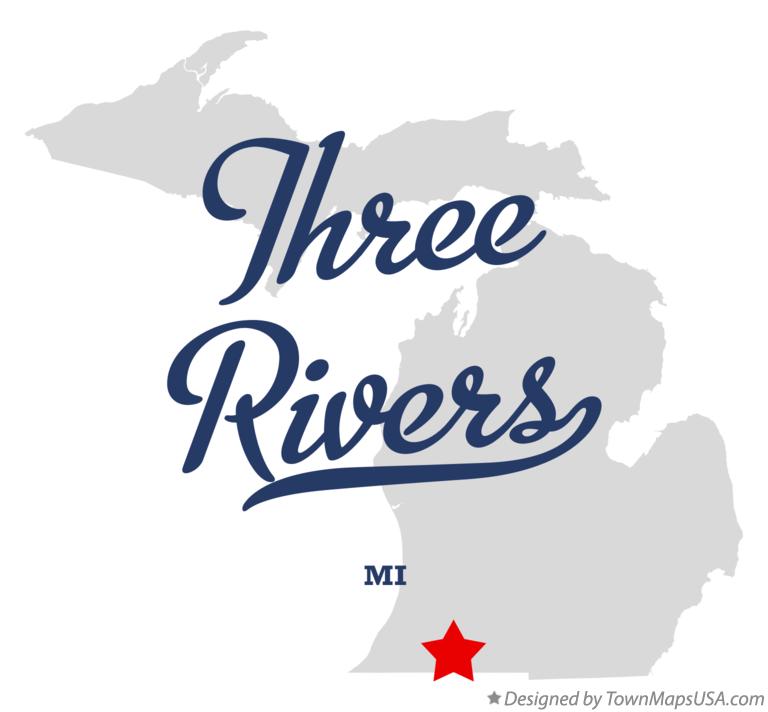 Map of Three Rivers Michigan MI