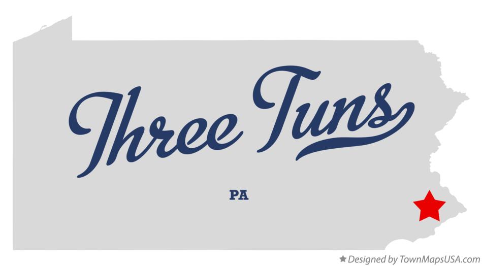 Map of Three Tuns Pennsylvania PA