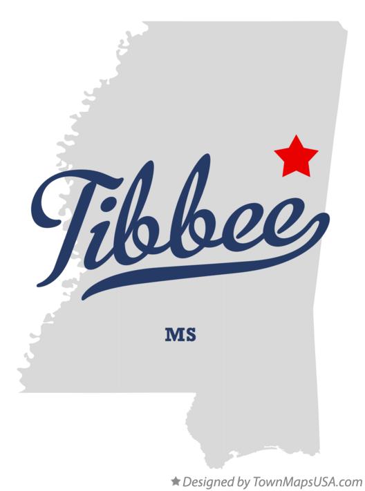 Map of Tibbee Mississippi MS