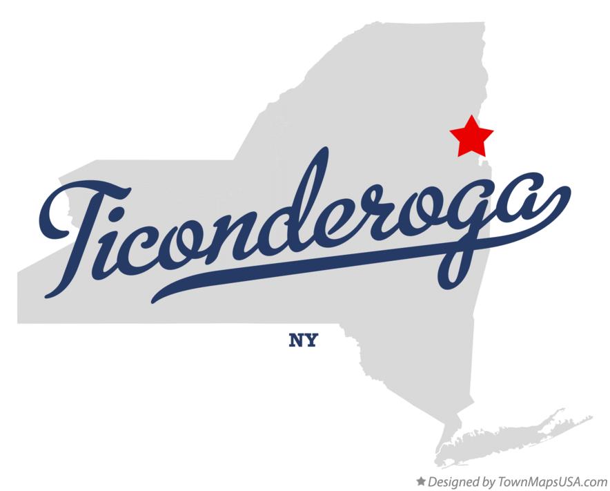 Map of Ticonderoga New York NY