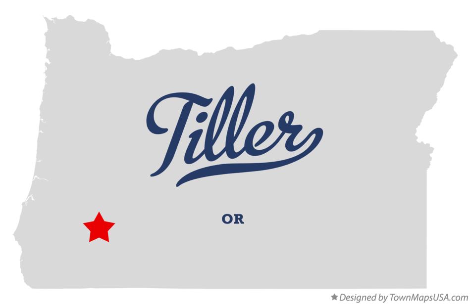 Map of Tiller Oregon OR