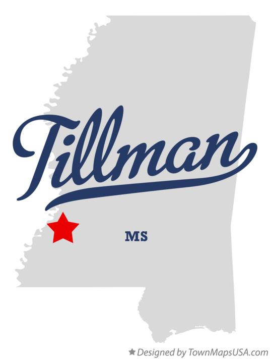 Map of Tillman Mississippi MS