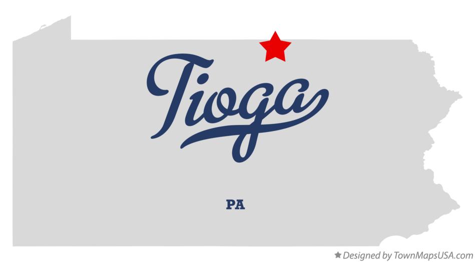 Map of Tioga Pennsylvania PA