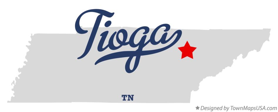 Map of Tioga Tennessee TN